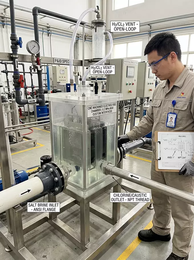 machined sodium hypochlorite housings | 100g 3000g/h capacity