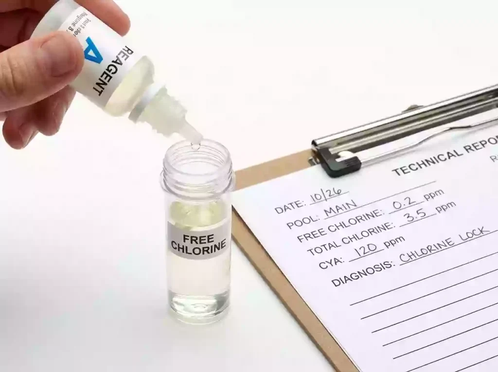 Pool water test kit chemical