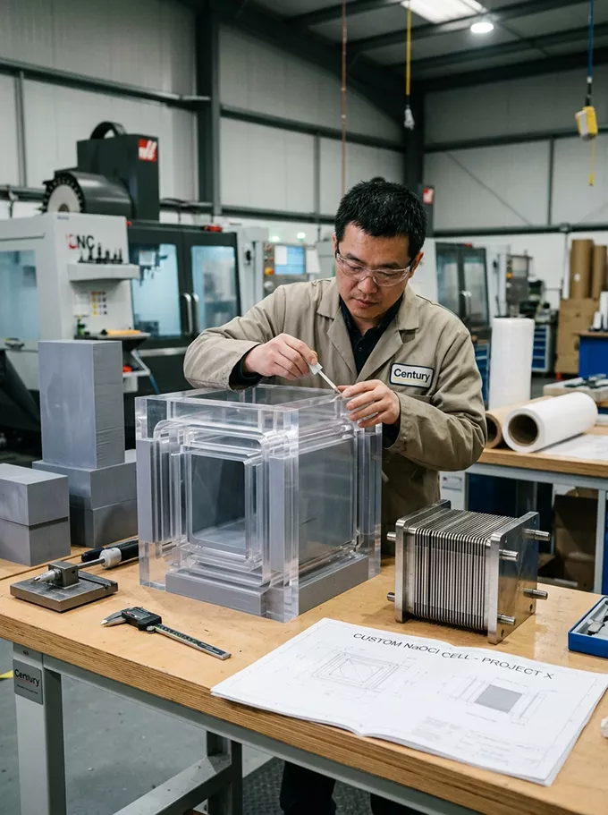 machined sodium hypochlorite housings | 100g 3000g/h capacity