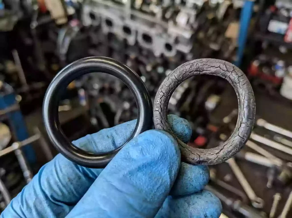 the damaged rubber
