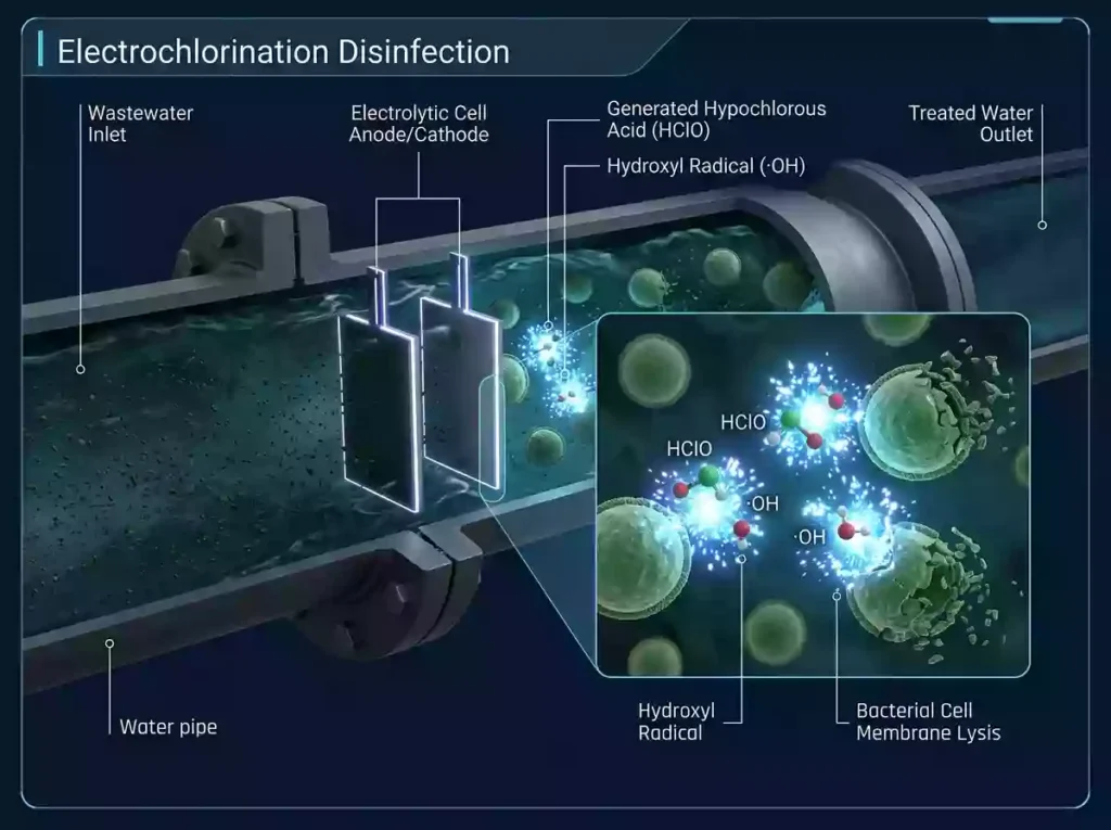 In situ Electrochemical Oxidation and Pathogen Inactivation