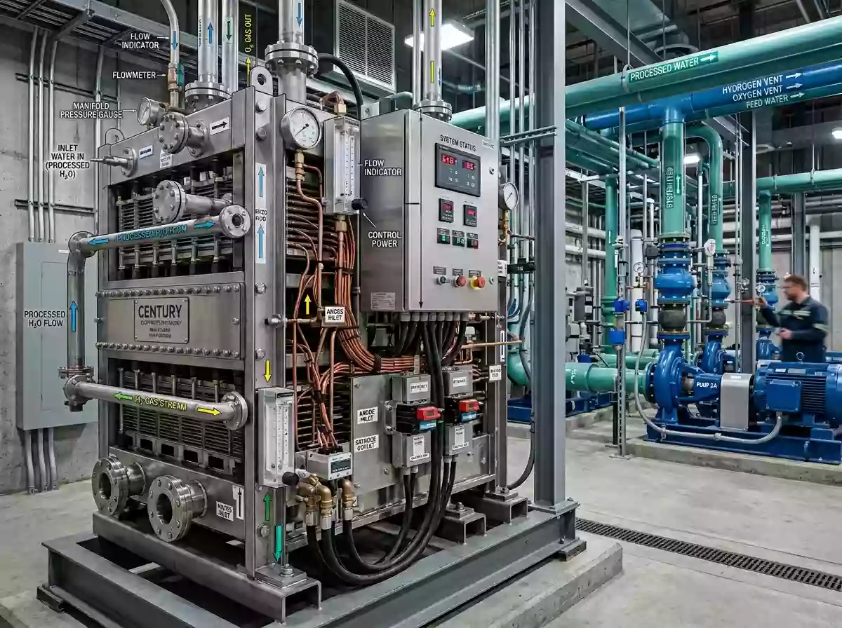 Industrial Electrolyzer Assembly Scene