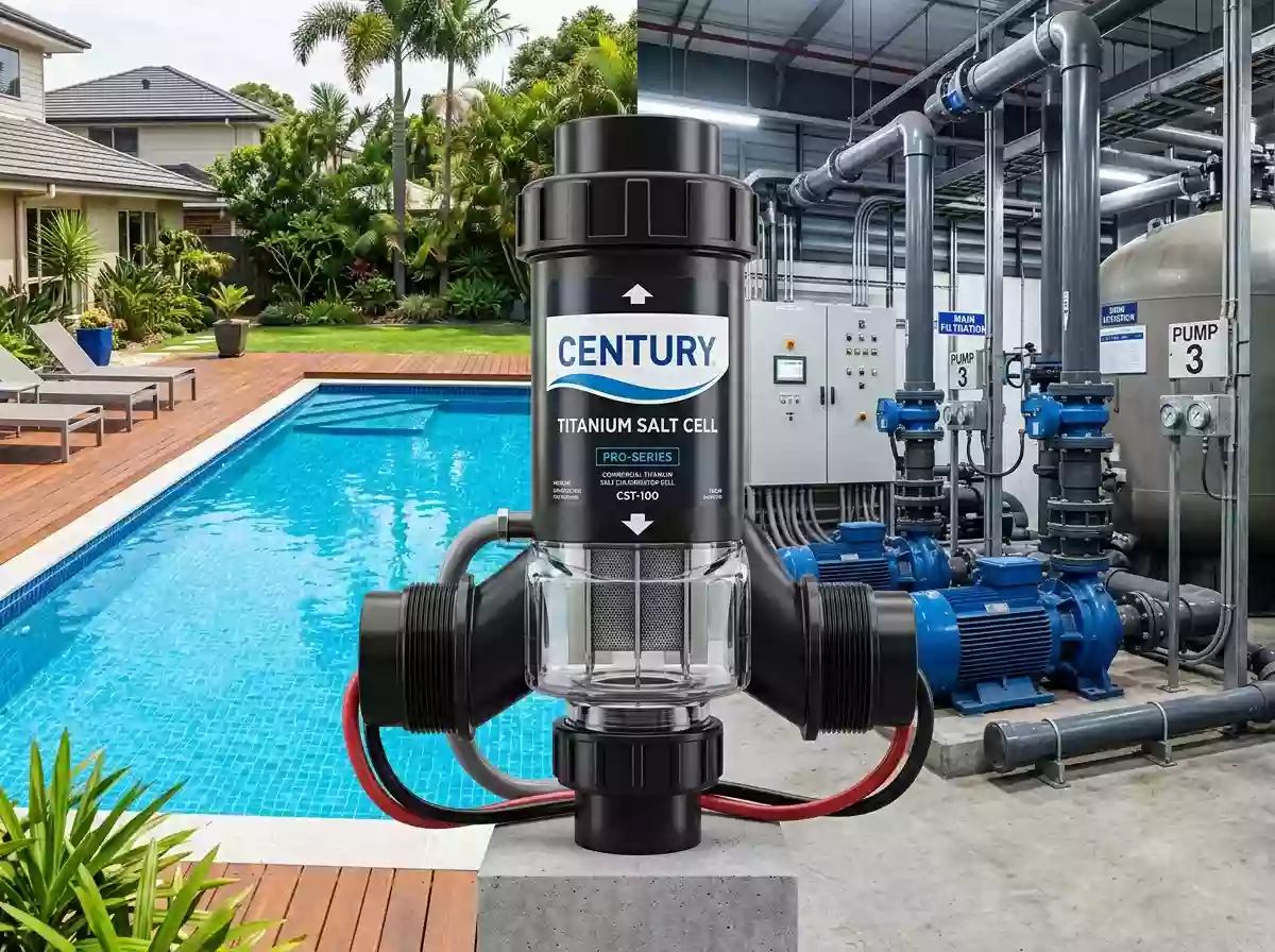 Residential Commercial Pool Comparison with Magnified Titanium Salt Cell