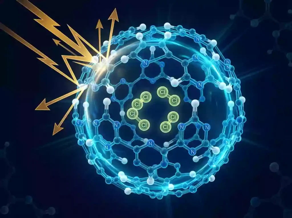 Schematic Diagram of Cyanuric Acid Protecting Chlorine from UV Radiation