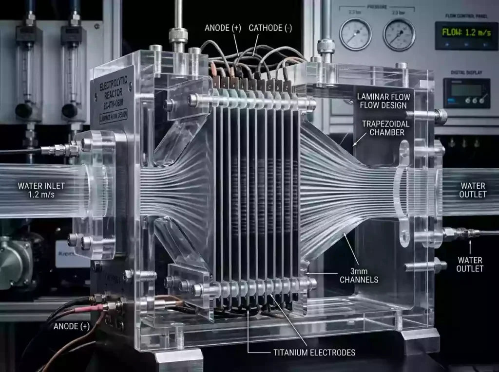 Smooth water flow passes through the salt cell