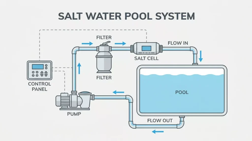 Salt water pool system diagram